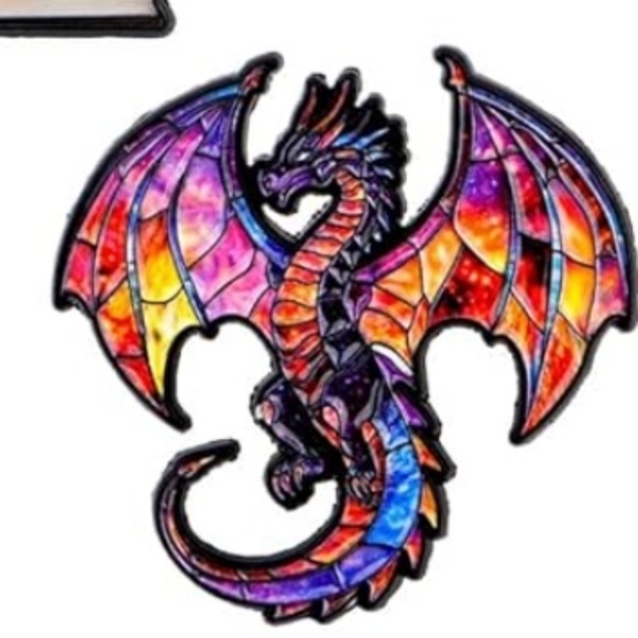 Accessories - Colorful Stained-Glass Dragon Pin